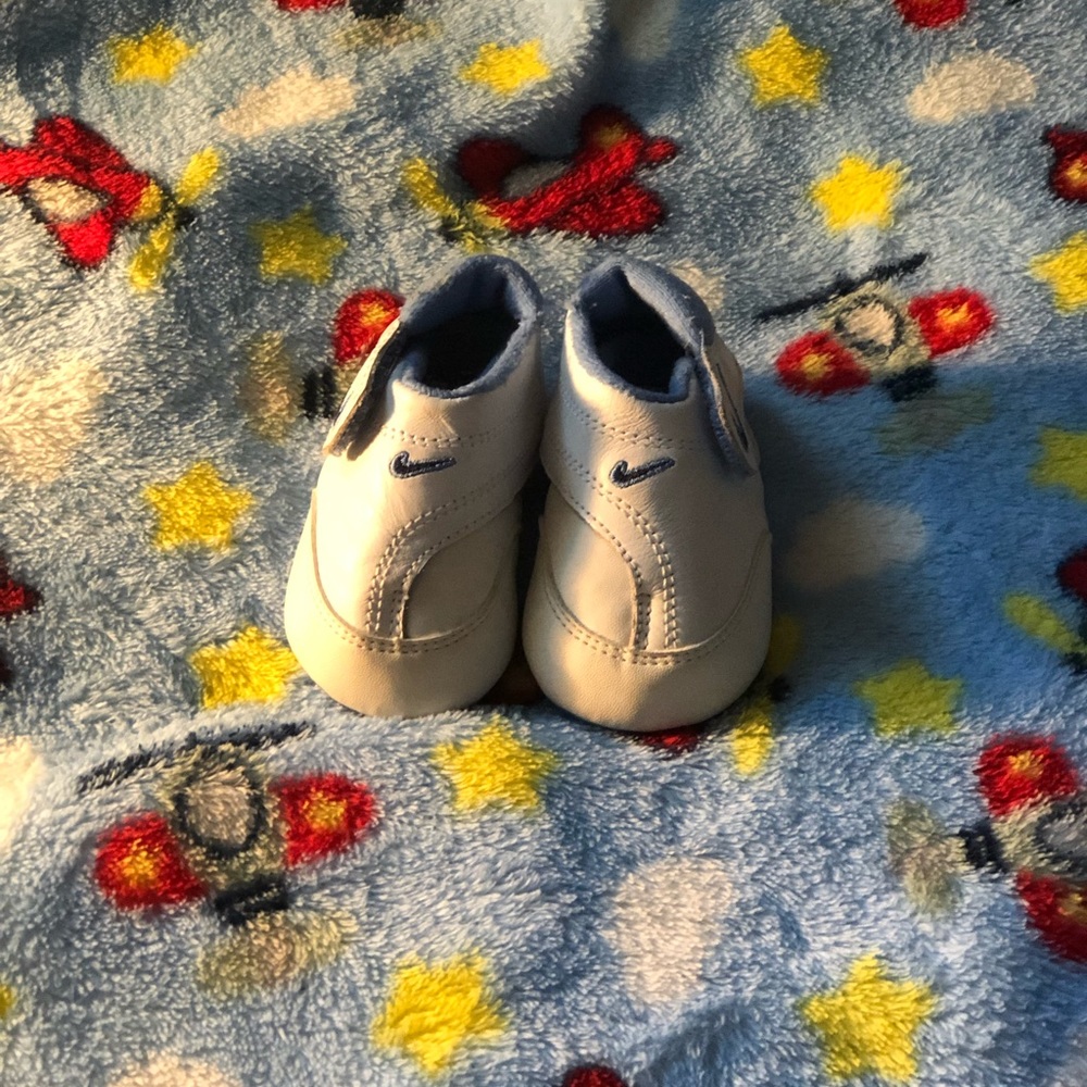 White and blue nike